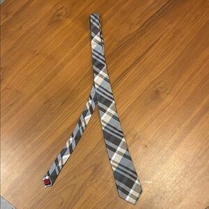 Alfani Plaid Tie in Brown, Gray, and White